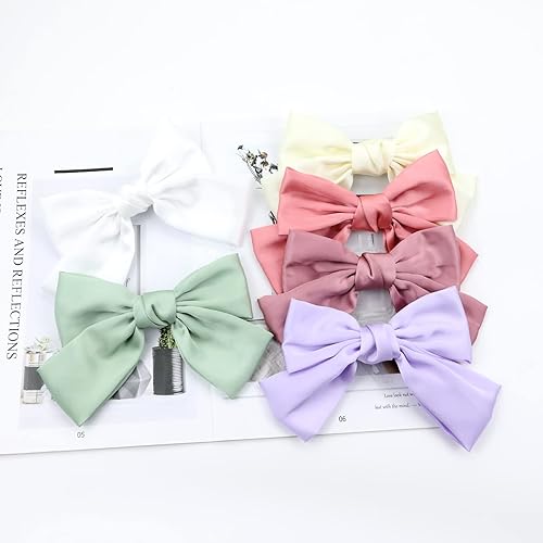 Miniatura 6 de Paquete de 12 pinzas para el cabello de satén grandes sólidas, pinzas para el cabello con lazo grande, pasadores franceses, pinzas de cocodrilo,