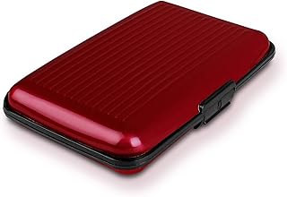 RFID Blocking Anti Scan Aluminium Security Wallet Card Holder Hard Case for Credit Debit ID UK EU Driving License Oyster Travel Points Business Cards and Bank Notes 7 Colours (Red)