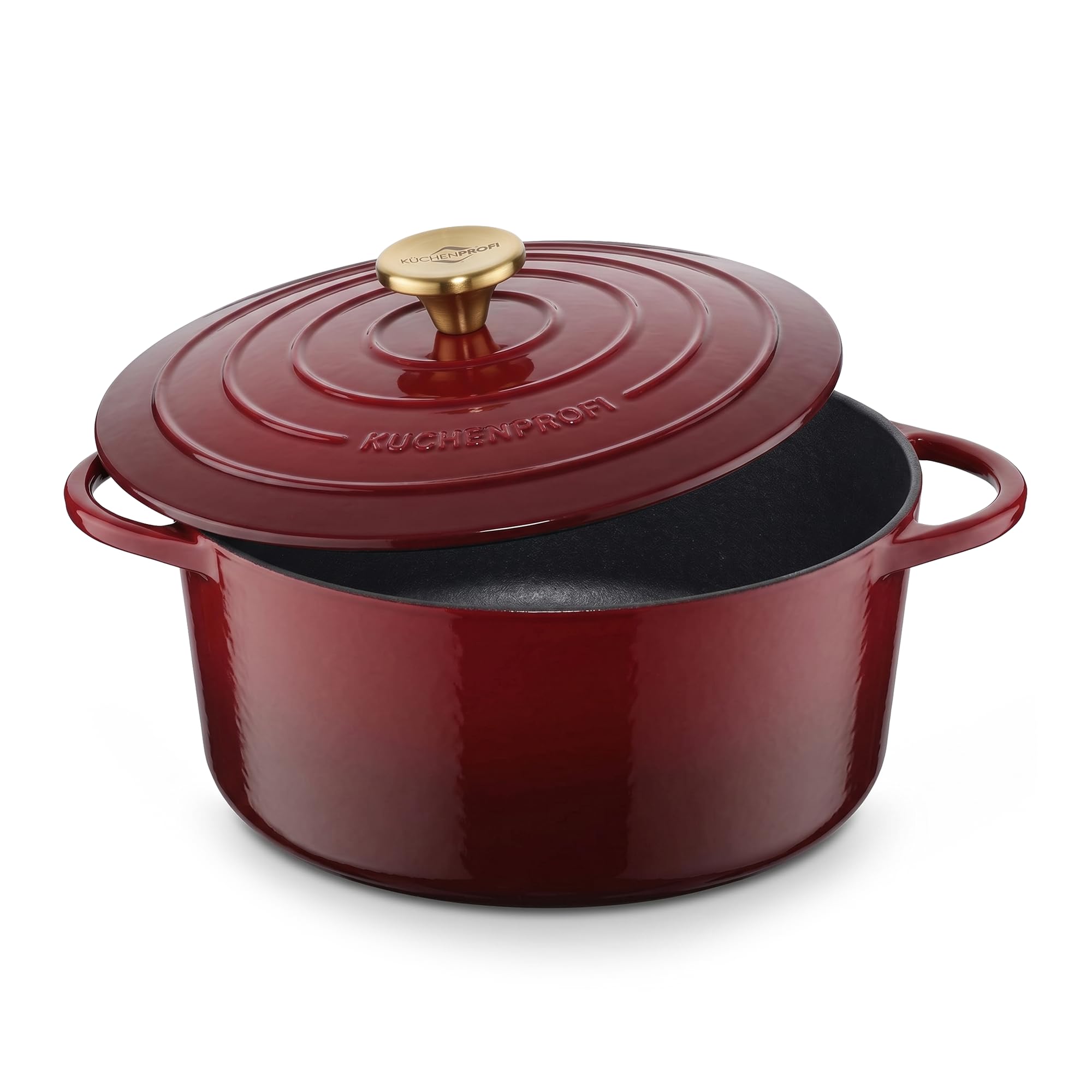 KÜCHENPROFI Gusseisen Bräter mit Deckel, rund, 26 cm, emailliert, médoc | Schmortopf, emailliertes Gusseisen, für alle Herdarten, induktionsgeeignet, grillgeeignet, robust, pflegeleicht