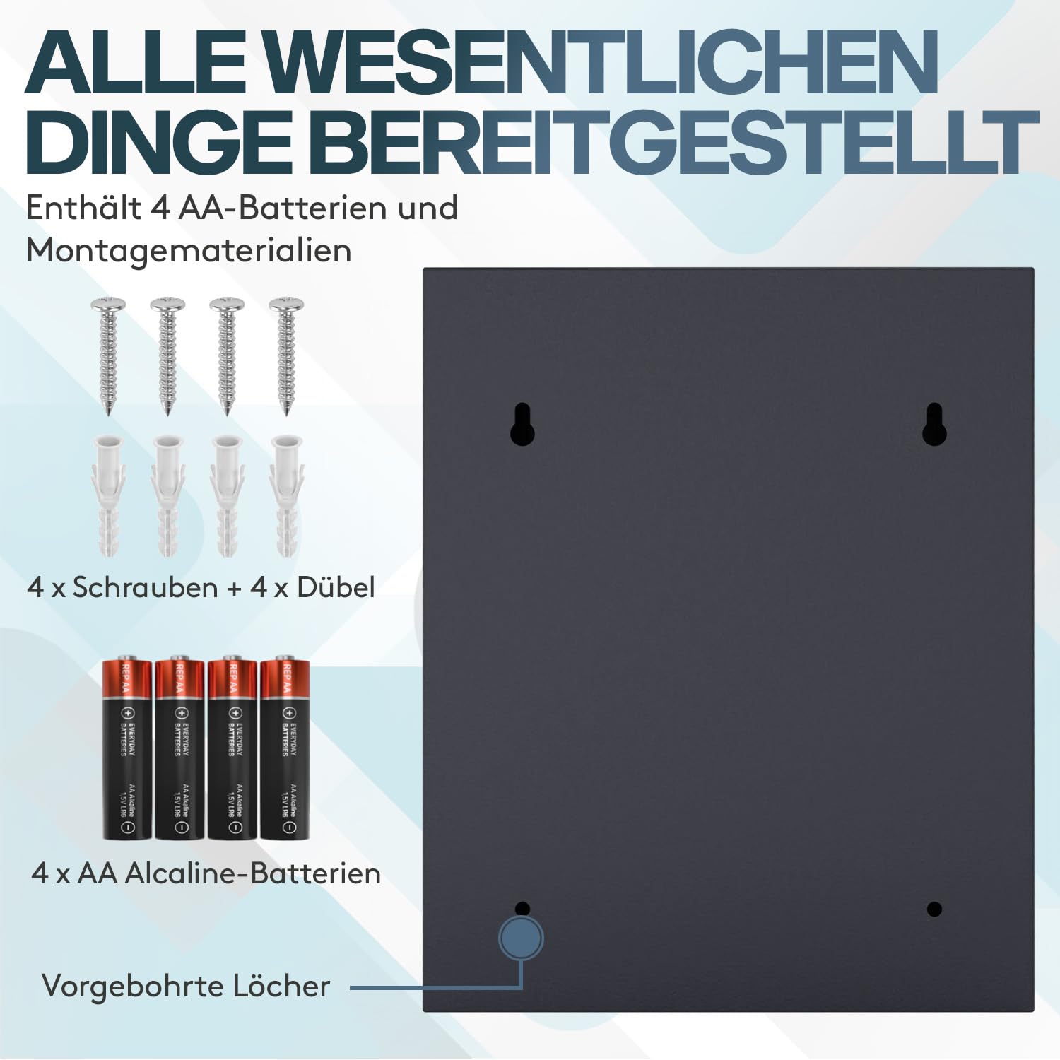 ACROPAQ Schlüsselschrank mit Zahlencode - Für bis zu 48 Schlüssel, Inkl. 48 Anhänger, Mit elektronischer Sicherung, Schwarz - Schlüsselkasten groß, Schlüsselsafe mit Code, Schlüsseltresor