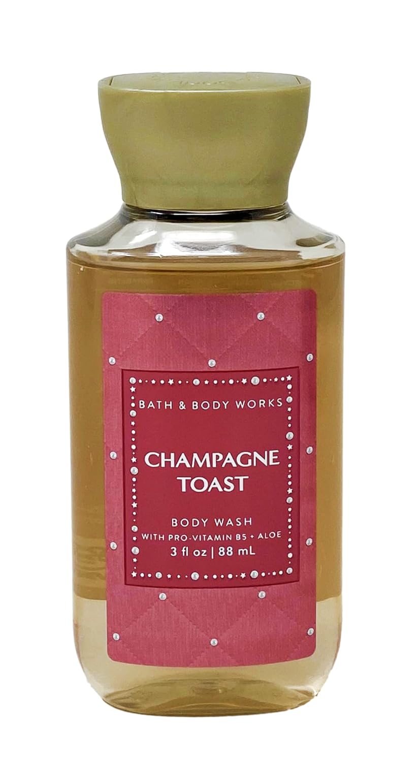 Bath & Body Works Champagne Toast - Trio Gift Set Travel Size - Fine Fragrance Mist, Body Lotion and Body Wash With a Himalayan Salts Springs Sample Soap.