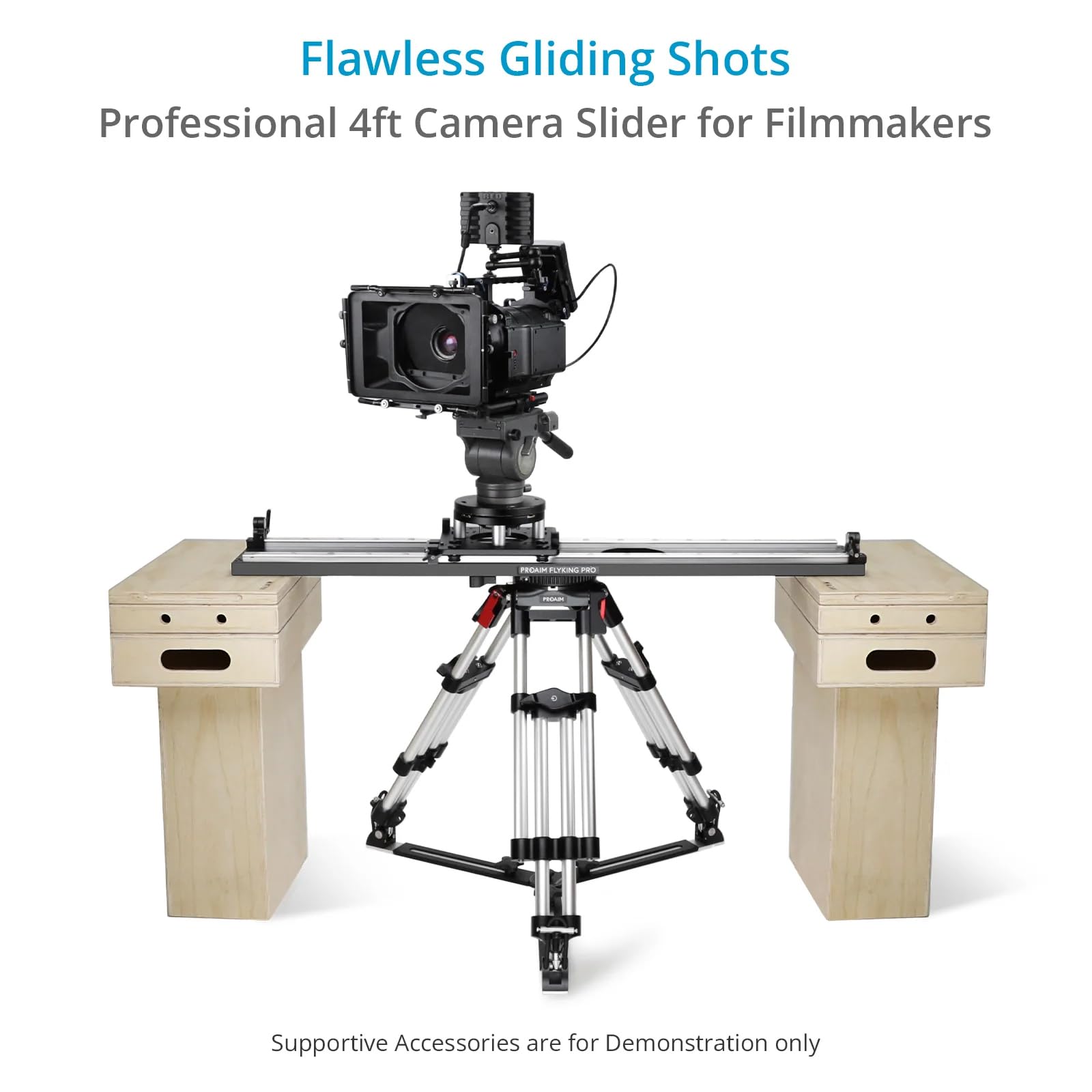 PROAIM Flyking PRO 4ft Mitchell Videokamera-Slider für Video- und Filmemacher. Nutzlast 5 kg–100 kg / 11 lb–220 lb. Verstellbare Magnetstopper und 5/8" Baby Pin-Halterung. (SL-FLPR-4)