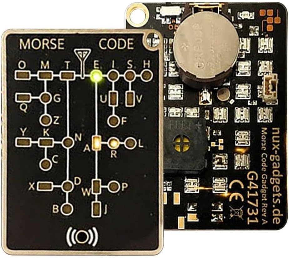 Morse Code Trainer Card Pro LED Edition, Professional PCB Style Learning Tool with Interactive LEDs & Signal Buttons, Real-Time Decoding for Beginners