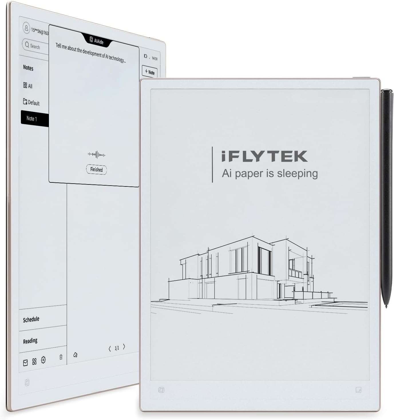 iFLYTEK AINOTE 2 Tablette de Notes électronique 10,65" avec Stylet, Ultra-Fine (4,2 mm), dotée d'intelligence Artificielle, Compatible avec la Transcription en 16 Langues et Google Play - 1