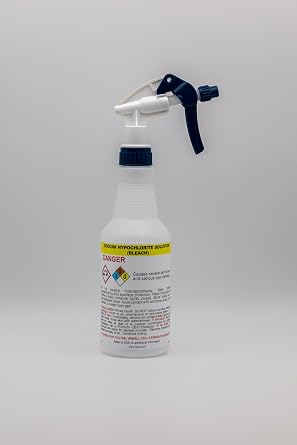Pre-Labeled GHS Spray Bottles - Sodium Hypochlorite Bleach - 16oz Supplied Empty
