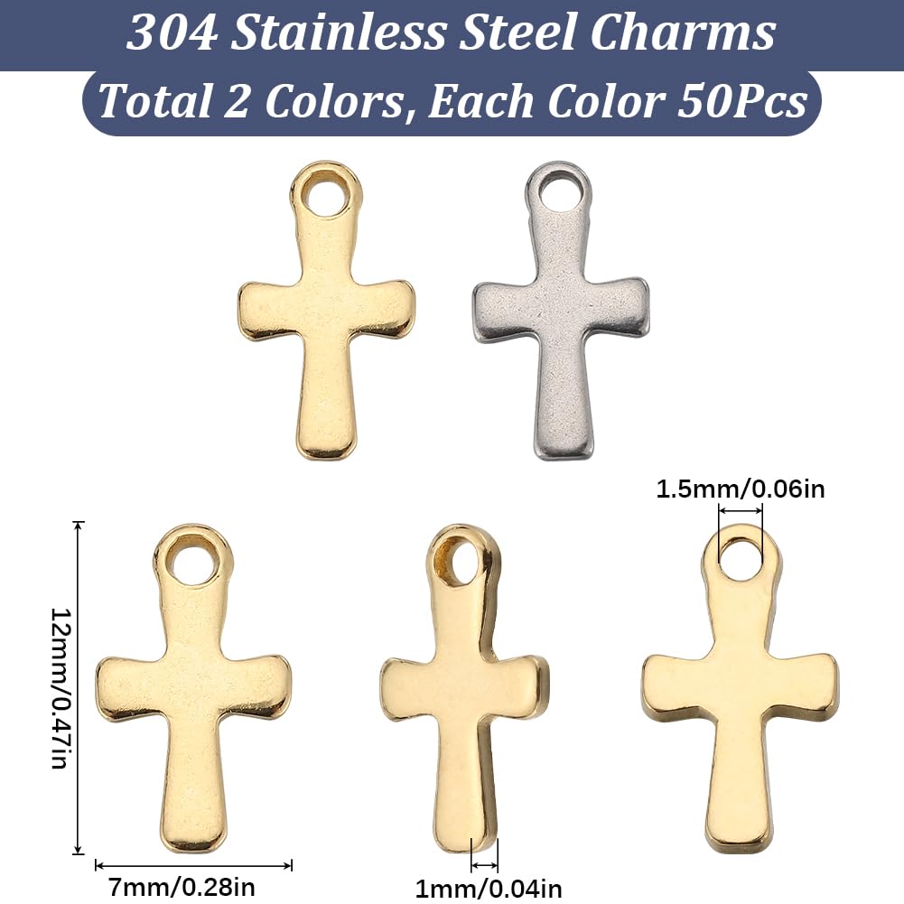 SUNNYCLUE Lot 200 Breloques Croix Acier Inoxydable Argenté 17x10 Mm – Fabrication Bijoux, Chapelet, Décoration Pâques