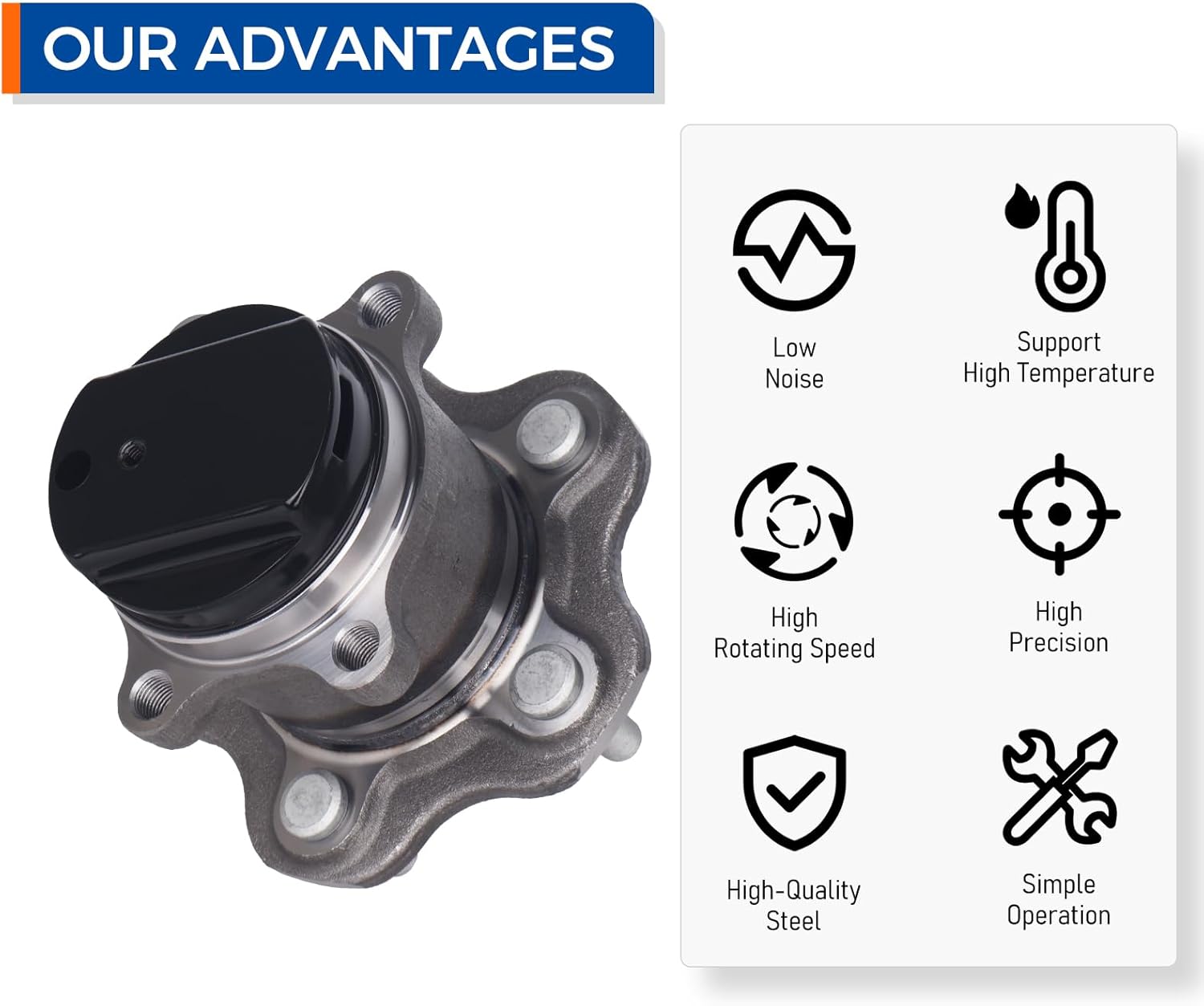 PAROD 512398 Rear FWD Wheel Bearing Hub Assembly Fit for Nissan Rogue 2008-2013, Rogue Select 2014-2015 w/5Lugs