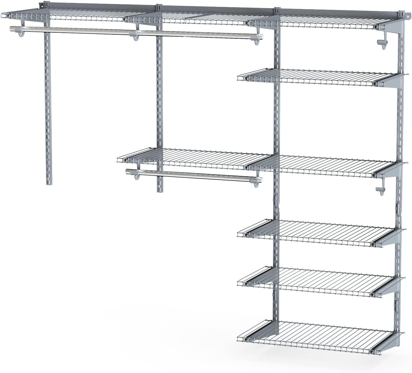 Multigot Adjustable Wardrobe Organiser, Wall-Mounted Metal Garment Rail ...