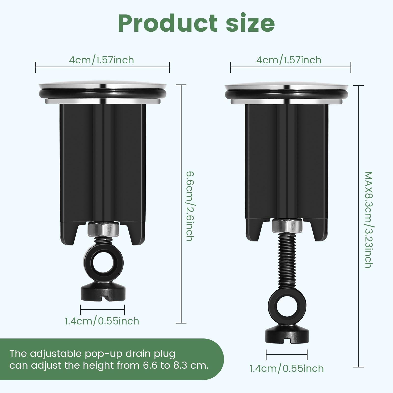 SURFOU Universal Waschbeckenstöpsel, 40mm Chrom Abflussstopfen us Messing mit Überlauf Premium, Stöpsel Waschbecken Pop Up Ablaufventil Abflussgarnitur, Waschbecken Ablaufgarnitur