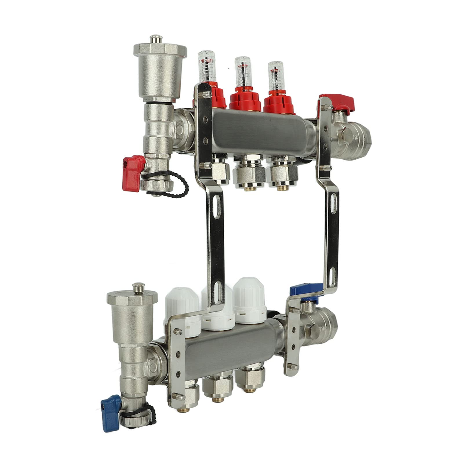 EMUKOEP Colector de Calor Radiante de 3 Bucles con Medidor de Flujo de Alta Precisión, Manómetro, Kit de Colector de Calor para Piso G1in