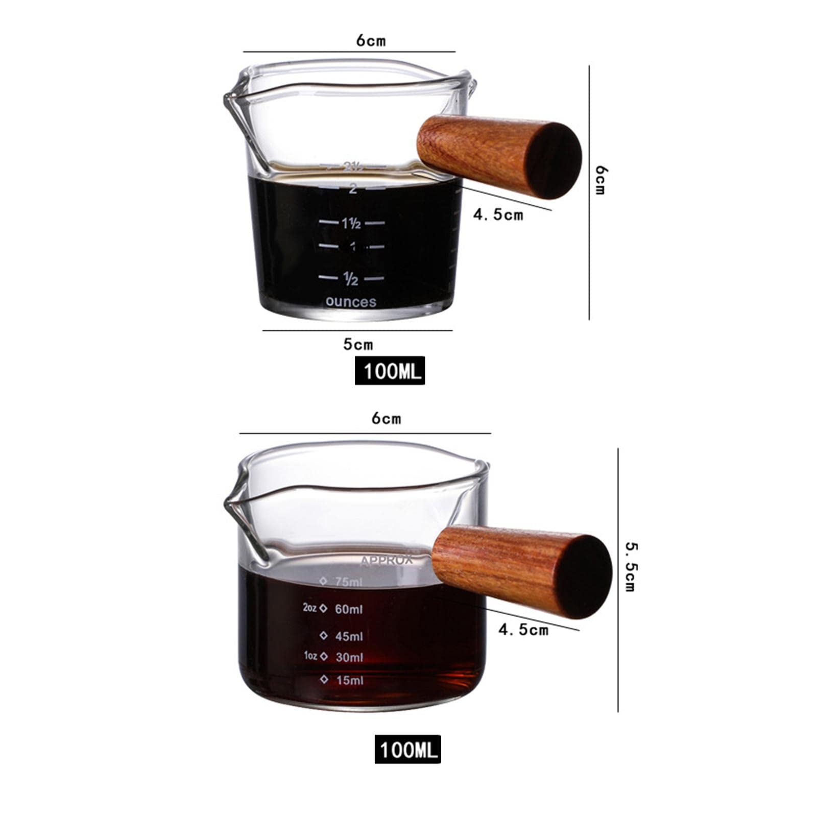 Amazon｜2セットバリスタミルクバー用木製ハンドル付きクリアダブル