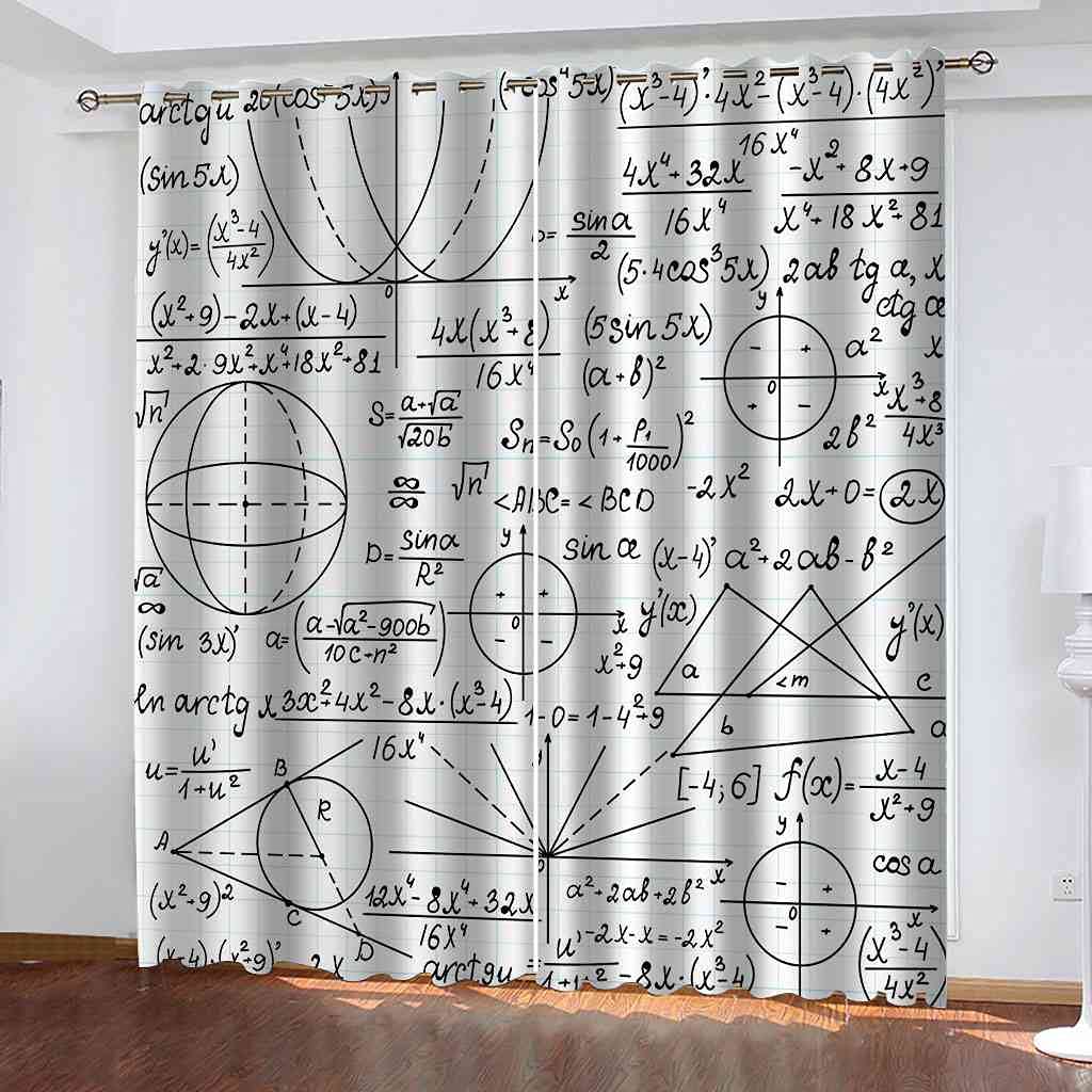 Rideaux occultants formule mathématique en tissu lourd isolant 200x214