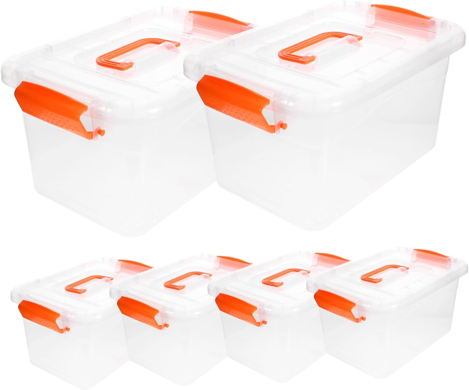 6pcs Portable Transparent Storage Bins with Lids Clear Boxes for Home Organization Stackable Storage Containers with Handles for Easy Carrying