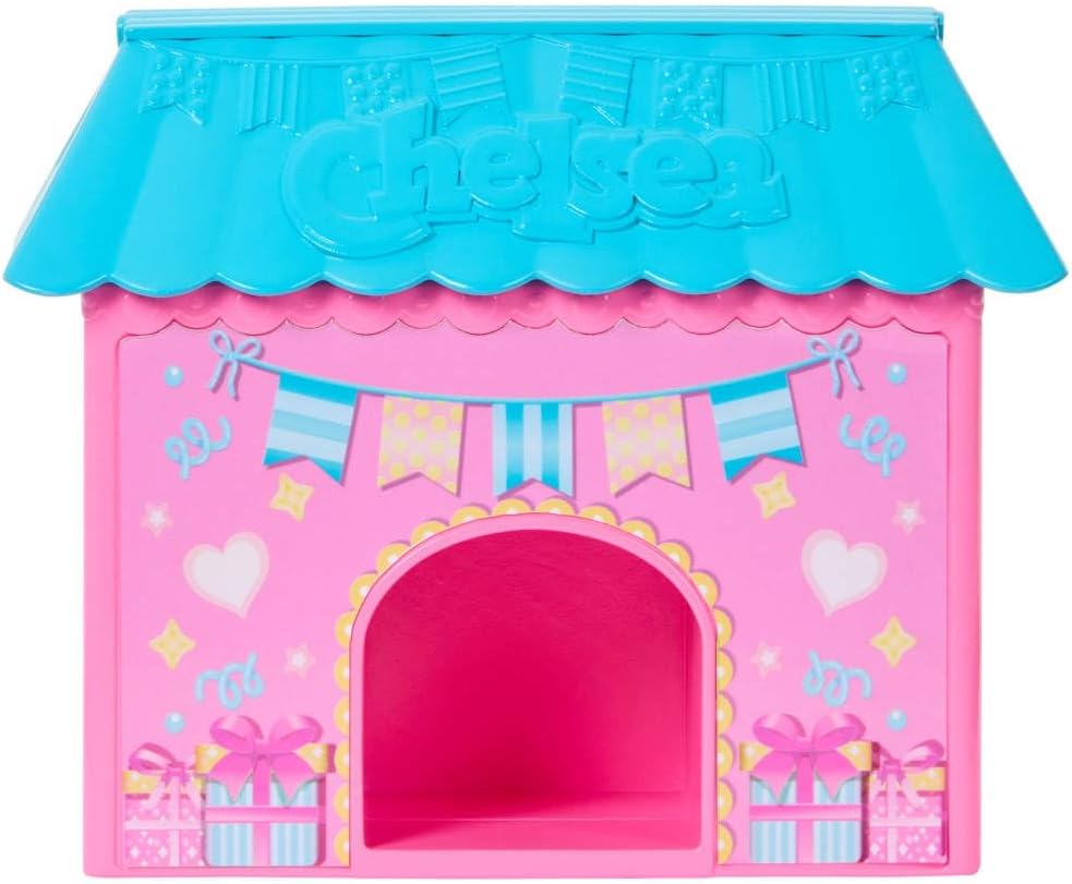 Barbie Family & Friends Club Chelsea Surprise Birthday Party Playset with Chelsea Small Doll (Brunette), Transforming Doghouse & 10+ Accessories