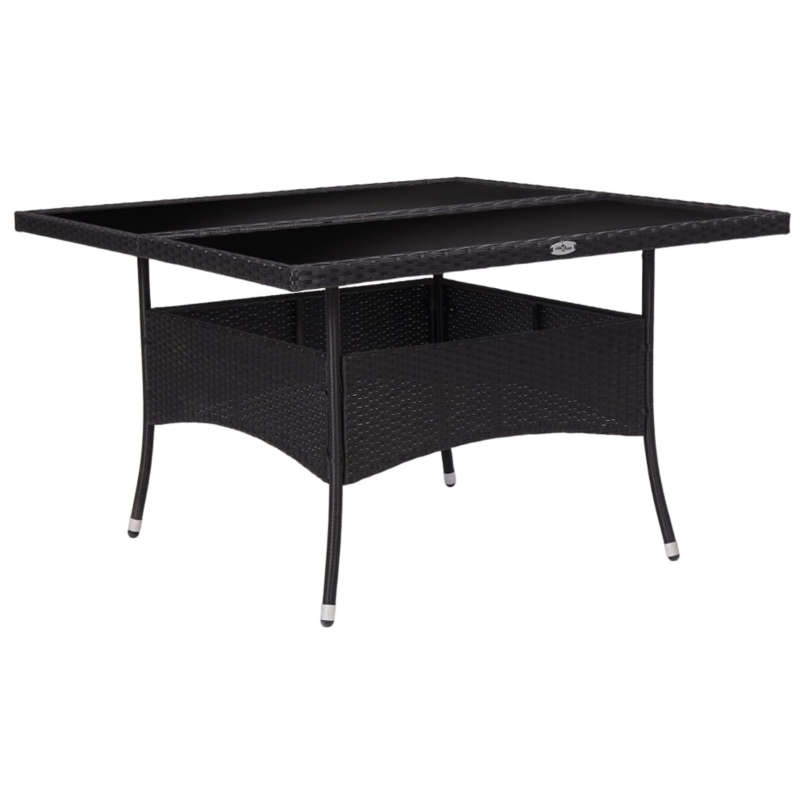 Table de salle à manger de patio 4 places Gecheer en résine tressée noire