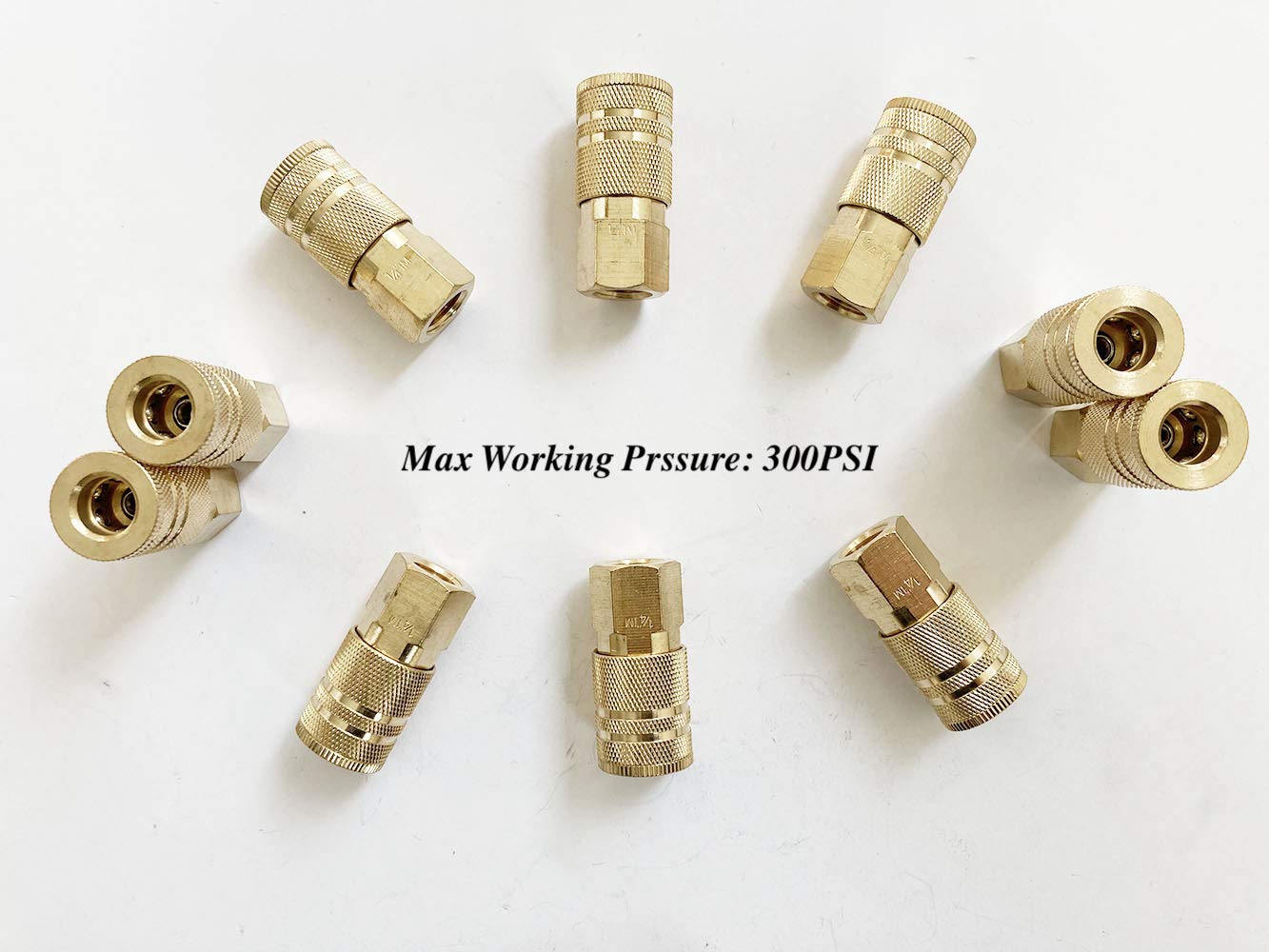 SANFU 1/4 Zoll Messing Female Industrial Kupplung Luftschlauch Fittings NPT Female Schnellverbinder Luftkupplung mit Aufbewahrungskoffer, 10er Pack