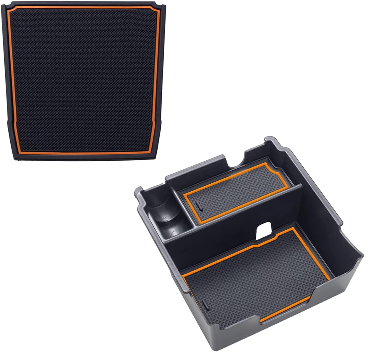 JKCOVER Dashboard Mats and Center Console Organizer Tray Compatible with 2017-2022 2023 Subaru Impreza and 2018-2022 2023 Subaru Crosstrek, ABS Material Insert Armrest Storage Box Accessories, Orange