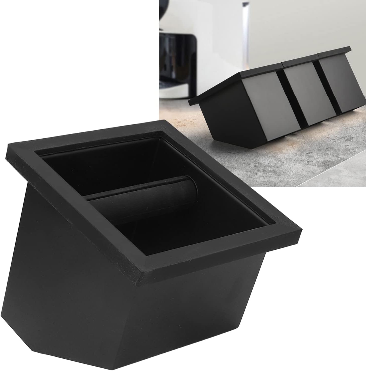 Stainless Steel Coffee Knock Box - Bottomless Embedded Oblique Mouth Design, Grounds Disposal Bin,for Home Coffee Baristas