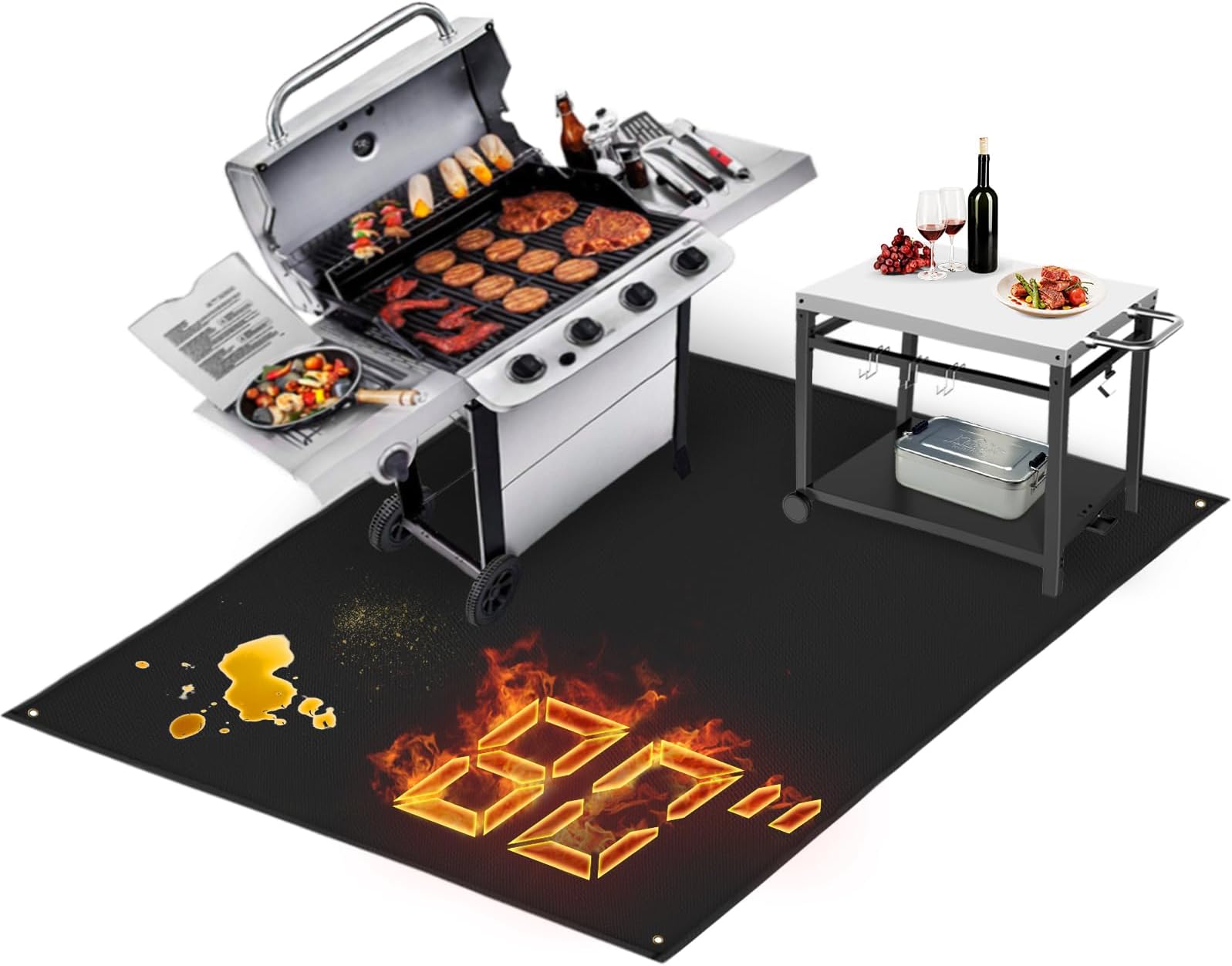 LILENO HOME Grill u. BBQ Matte 75 x 120 cm (Its BBQ Time Schwarz) - als