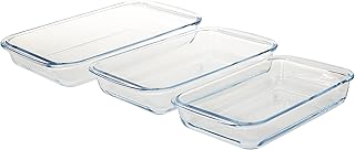 Royalford BRS Glass 3piece Rectangular Baking Tray