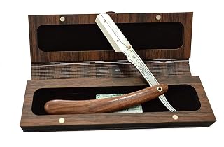 Fortive Men Gentleman Barber Wooden Razor With Premium Stainless Steel Blade - Classic Straight Design - Ergonomic Grip - Wooden Box For Elegance And Convenience - Timeless Grooming