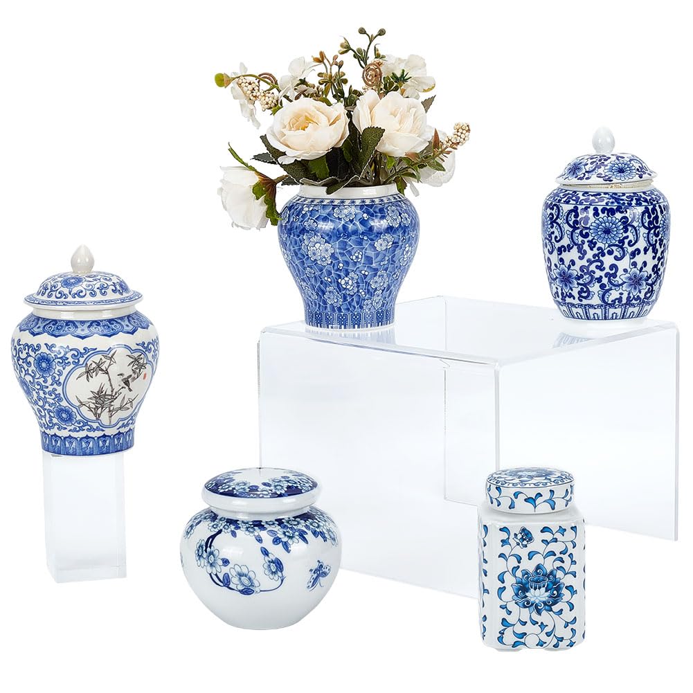 ORIGACH 5 Stück Keramik Ingwergefäß Blau Weiß Chinoiserie Dekorvase Ingwertöpfe Aus Porzellan Porzellanvasen Für Den Couchtisch Eingang Bauernhaus Wohnzimmer Wohnkultur