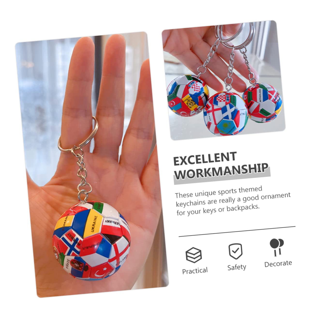 Abaodam 12stücke Teiliges Fußball Schlüsselanhänger Mit Internationalen Flaggen Kreatives Deko-accessoire Für Fußballpartys Und