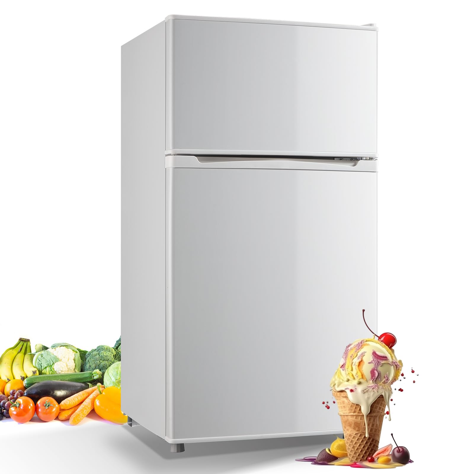 WANAI BCD-100Awhite 3.5 cu ft Compact Freezer Cream