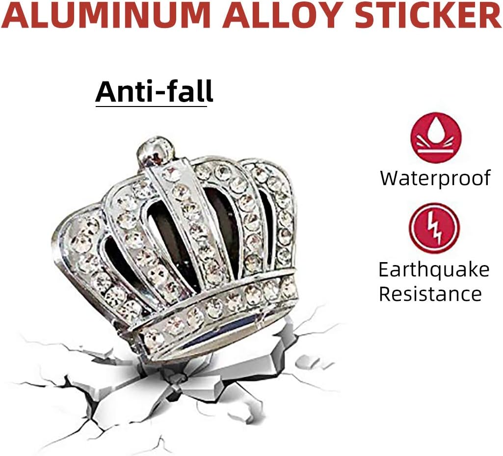 Car Auto Chrome Crown Emblems Badges Stickers Decor (Bling Crown 1 PCS)