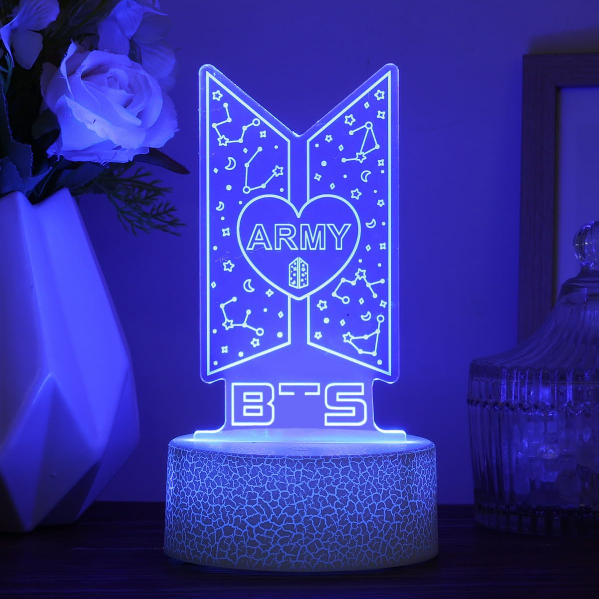Bangtan Boys LED Night Light & 7 Colors Touch Adjustable Night Light Bedroom Decor for Army Fans Gifts