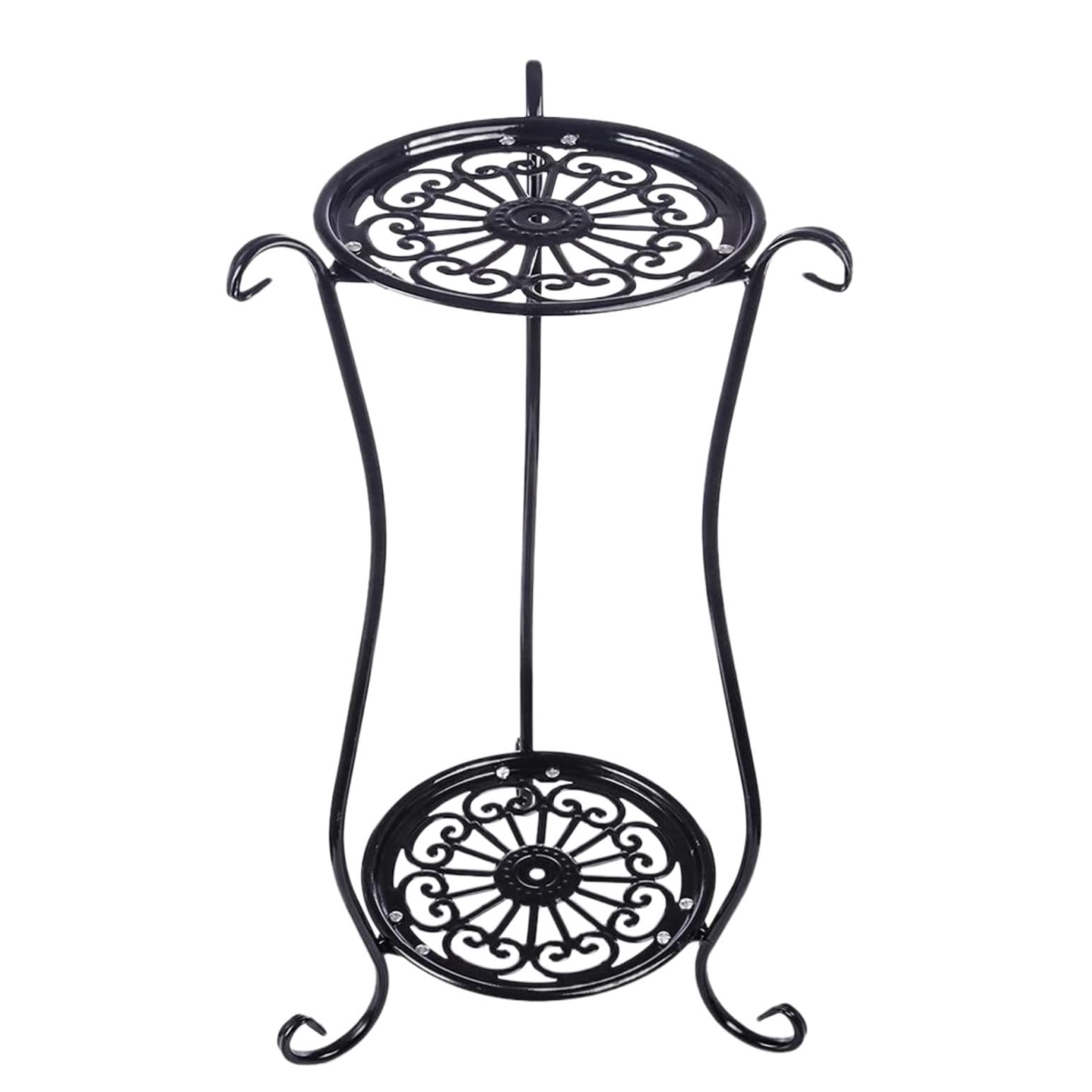 MHbdfsxz Plant Shelf For Multiple Plants Metal Plant Stand 2 Tier Flower Pot Indoor Outdoor Decoration Display Flower Stand For Patio(Black)