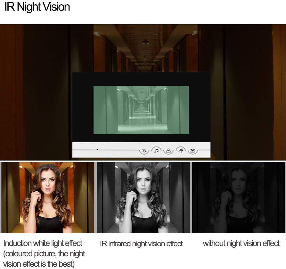 7'' TFT Color Wired Video Door Phone Intercom RFID Access System with Door Bell 700TVL Waterproof Keyfob Unlock (1 Camera & 2 Monitor)