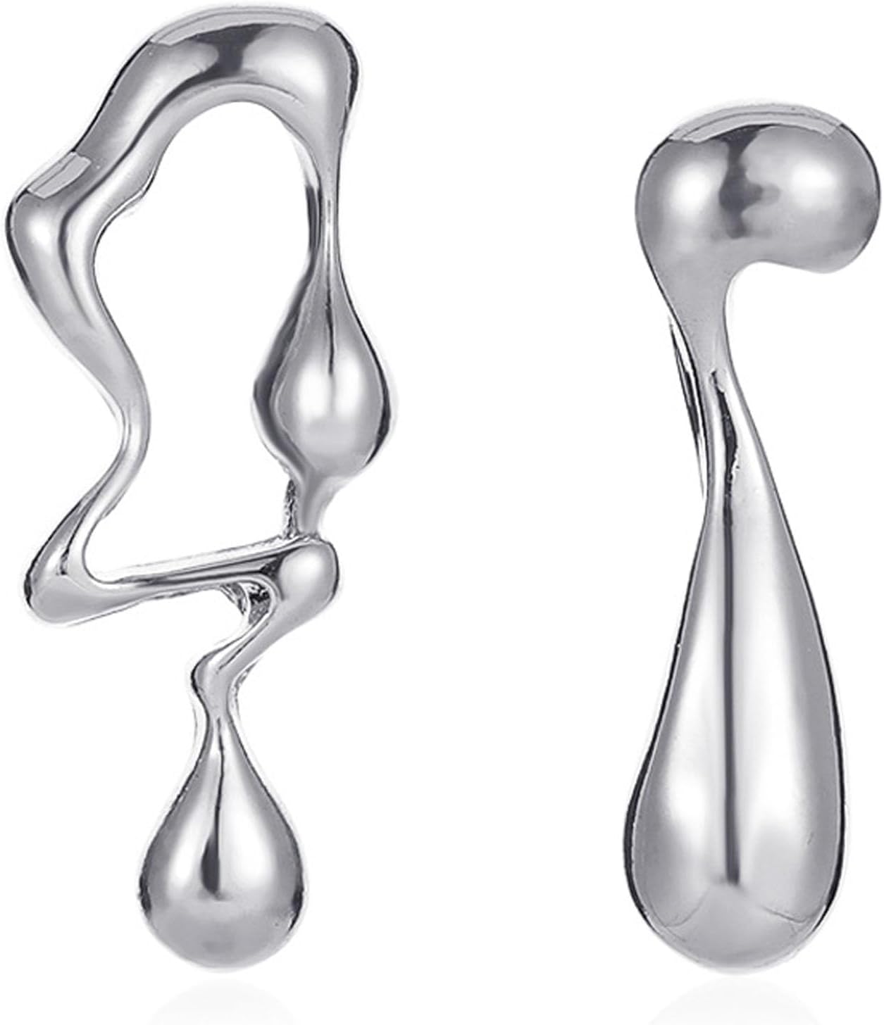 Irregular Liquid Gold Statement Earrings for Women Fashion Unique Large Waterdrop Dangle Earrings Minimalist Asymmetry Earring Valentine's Day Jewelry