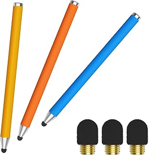 Stylus Pens for Touch Screens, StylusHome Carbon Fiber Tips Stylus Pencil with 3 Replacement Tips, Universal Stylus for iPad iPhone Tablets Android Kids Tablets - 3 Pack (Yellow/Blue/Orange)