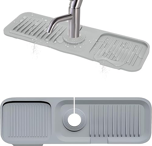 Joyhalo Protector contra salpicaduras para fregadero de cocina de 14.5 pulgadas, tapete de secado para grifo de fregadero, protector contra
