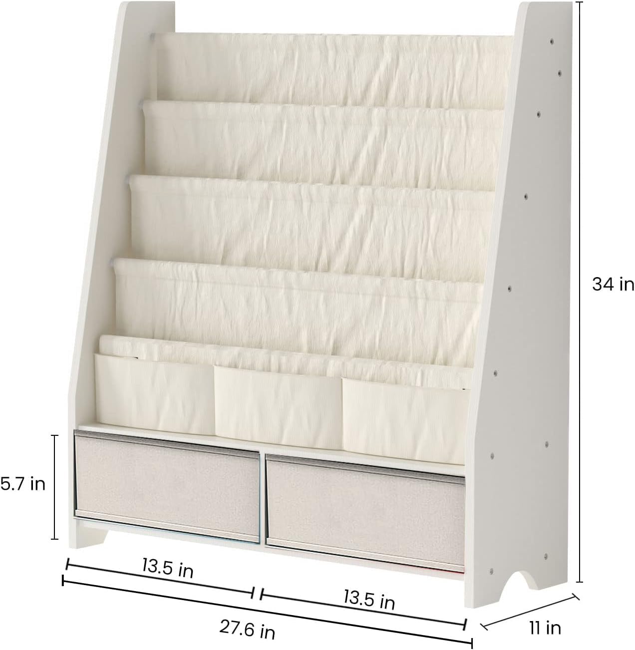 HEYOUTH Scaffale Libri Montessori in Legno Massello con 2 Contenitori e 4 Ripiani Aperti - Mobile Bambini, Libreria con Anti-Ribaltamento 86x70x28cm