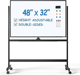 TSJ OFFICE Large Rolling Whiteboard - Dry Erase Magnetic 48 x 32 Inches ...