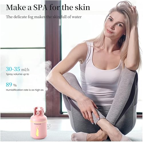 Miniatura 5 de TTPP Humidificador 3 en 1 con luz nocturna pequeño ventilador 10.1 fl oz portátil mini coche USB humidificador para el hogar coche dormitorio