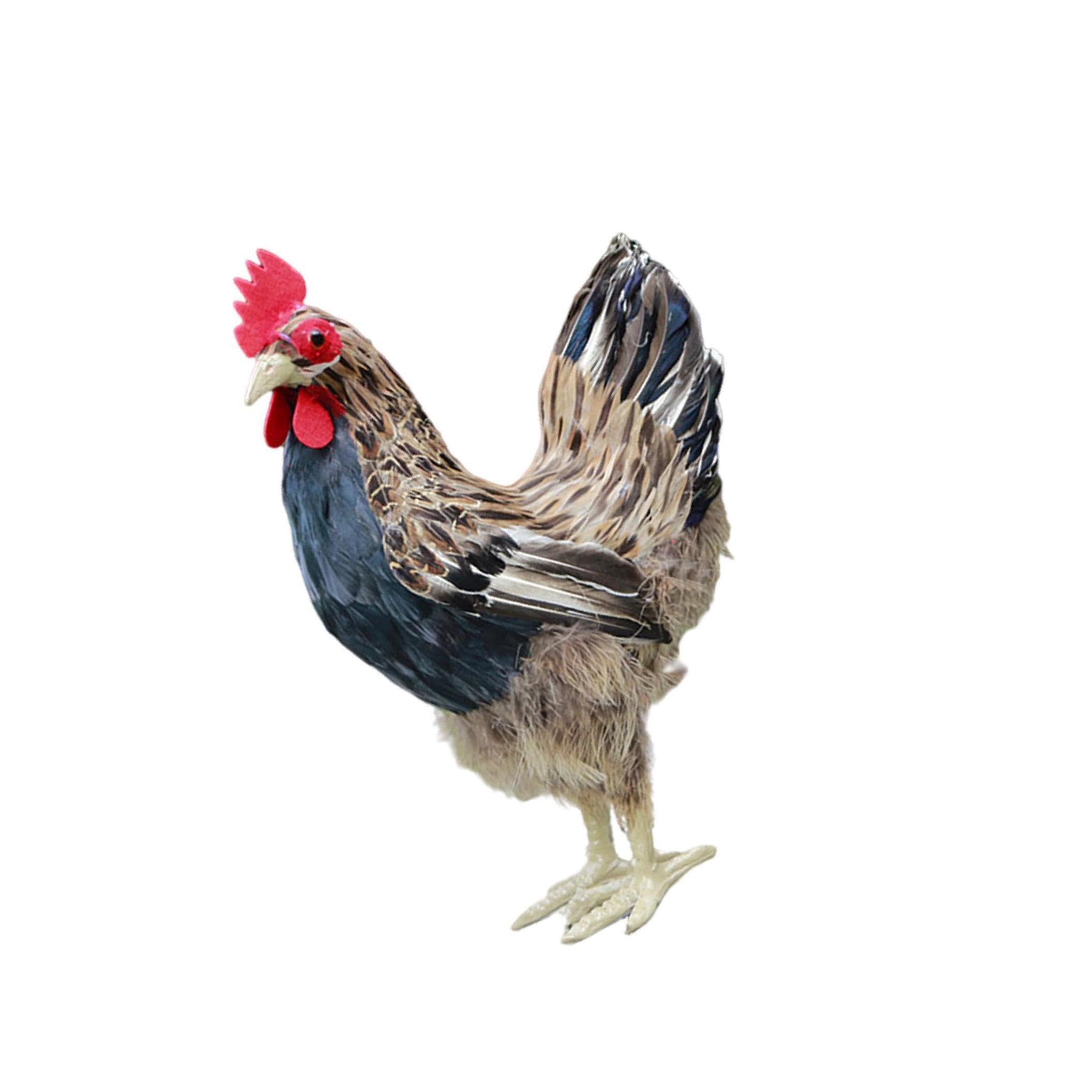 QUXVUIS Lifelike Hen Model Authentic Chicken Statue Realistic Animal Figurine Garden Rooster, Brown, M