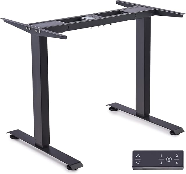 CO-Z Standing Desk Frame, Electric Computer Desk Frame, Dual Motor Sit Stand Up Height Adjustable Desk Legs, 70-118cm Motorised Home Work Office Desk Lift with Control Panel and Memory Settings, Black