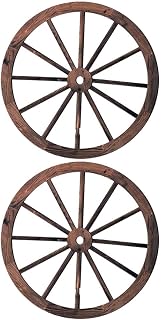 Ciieeo Wooden Wagon Wheel Decor: 2pcs Wagon Wheel Yard Art Old Western Western Wall Decor Farmhouse Wagon Wheel Rustic Yard Wall Art