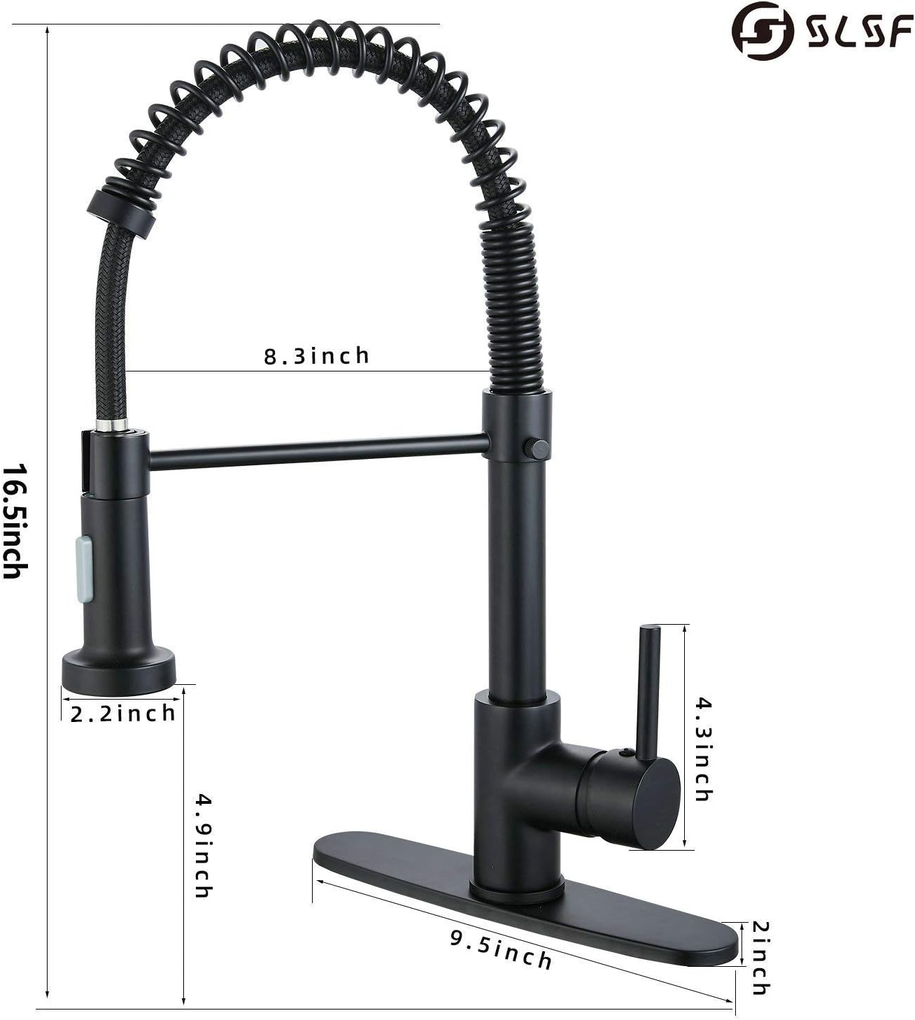 60% оƒƒ Dіѕсоunt SLSF Kitchen Faucet with Pull Down Sprayer Commercial Matte Black Single Handle Lever Solid Brass High Arc 360°Spout Spring Kitchen Sink Faucet