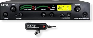 Listen Technologies LT-803-072-01-D Stationary 3-Channel RF Transmitter with Dante Adapter Enabled, 100% Digital Audio Transmission, LCD Display