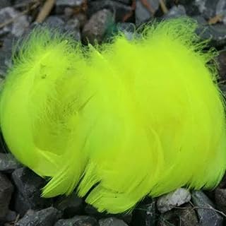 Atrapasueños de plumas de ganso de 2 a 5 pulgadas, color teñido, para manualidades, con forma de cisne flotante, material decorativo para rellenar, 100 unidades, color amarillo brillante, 100 unidad