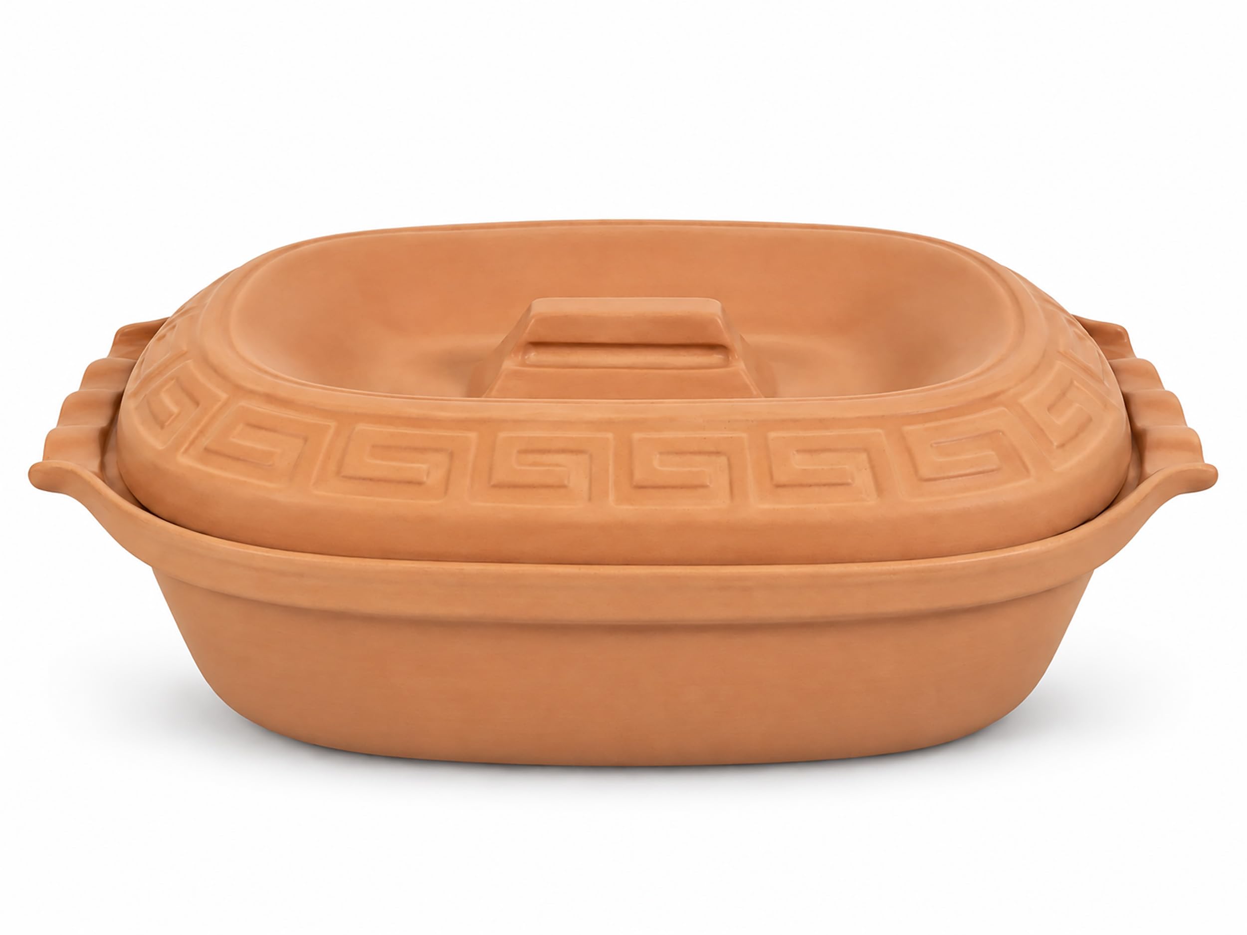 5 Liter ovale Brotbackform mit Deckel aus Steingut, 41x27x13 cm, Bräter, Auflaufform, Gratinform, Schmortopf, Brottopf (Ohne Glasur)
