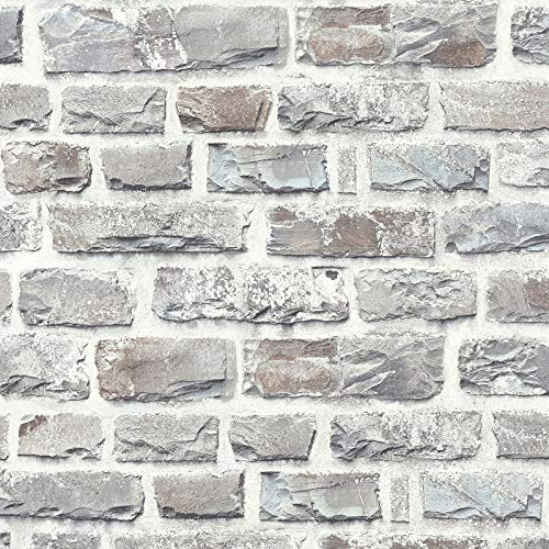 3D Steintapete in Grau und Weiß | Mauertapete im Naturstein Stil | Stein Vliestapete ideal für Wohnzimmer und Schlafzimmer