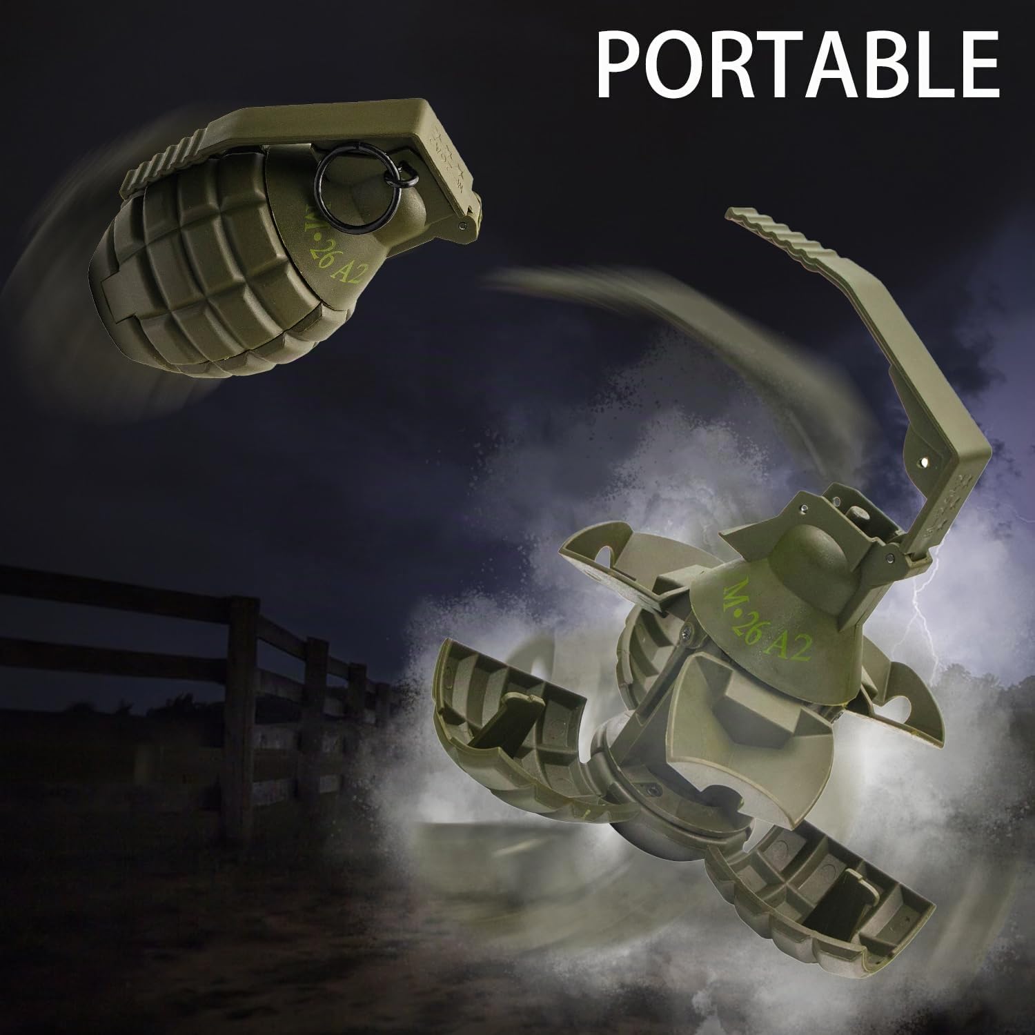 M26A2 CS Grenade Jouets 2pcs Tactiques Grenades À Main en Plastique Airsoft Rival Jeu De Bataille Recharge Jouet pour Extérieur CS Jeu Cosplay Accessoires Cadeau 14+