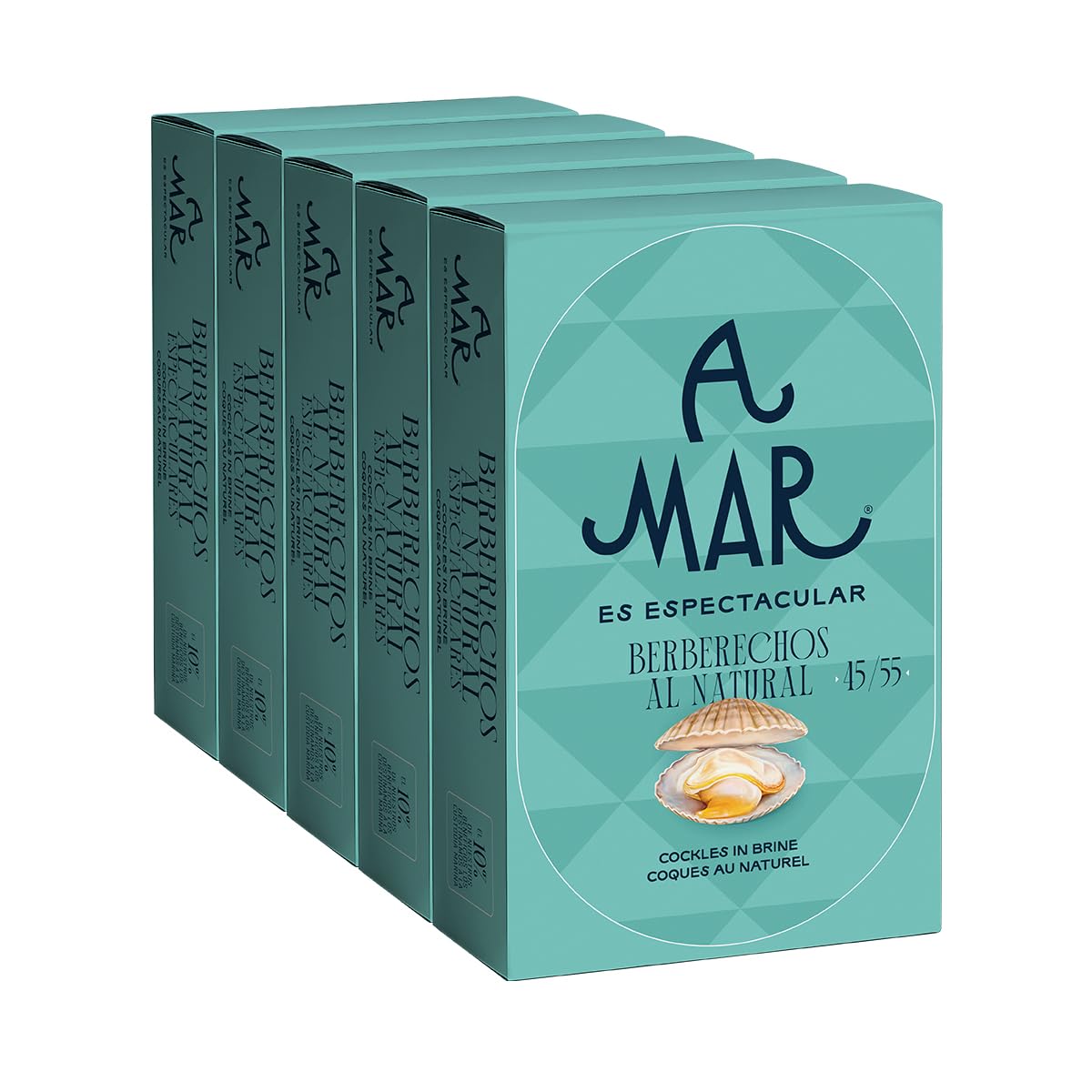 Berberechos al Natural A Mar Espectacular – Pack de 5 Latas de Berberechos 45-55 - Delicia Gourmet para Aperitivos y Tapas – Fuente de energía saludable