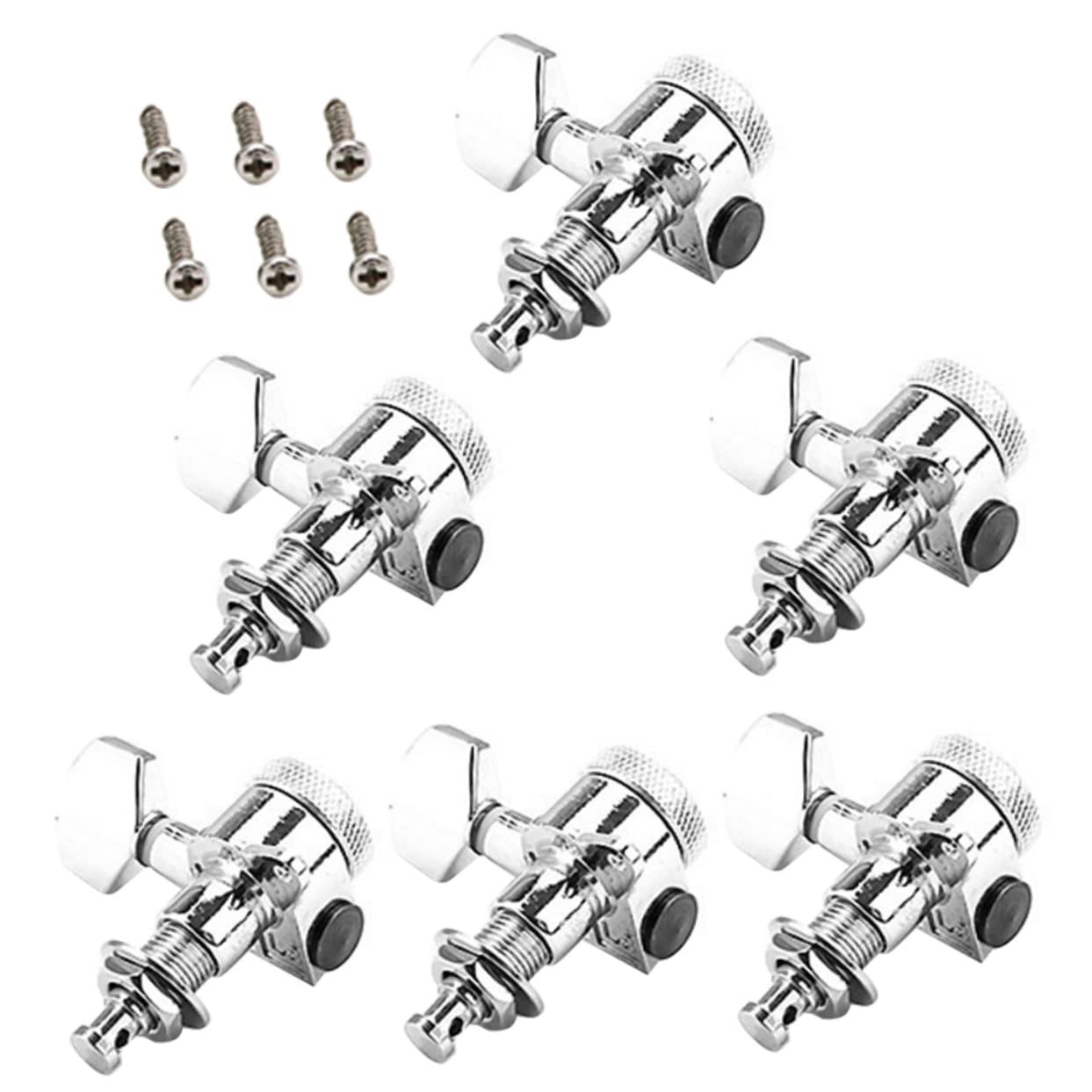 Yardwe 1Set Chrome Guitar Replacement Tuning Pegs Sealed String Tuners for Electric Acoustic Guitars Easy Install Accurate Tuning Durable Machine Heads