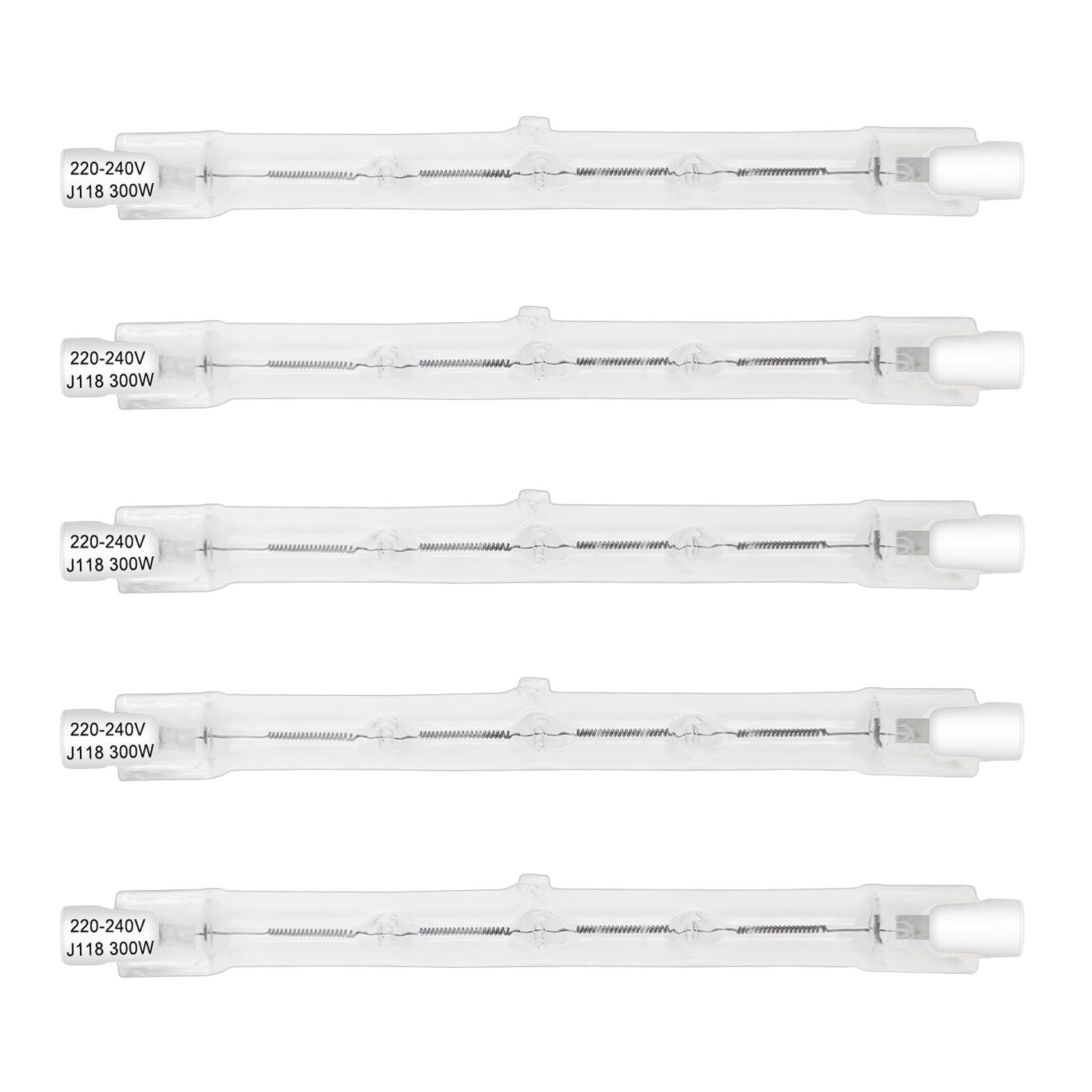 EASYIVY R7s Bombilla Halógena 118mm 300W Regulable, 230V Halógena Lineal R7s 5900LM Blanco Cálido 2800K, Bombilla Lineal J118 para Trabajo, Seguridad, Iluminación del Paisaje, Paquete de 5